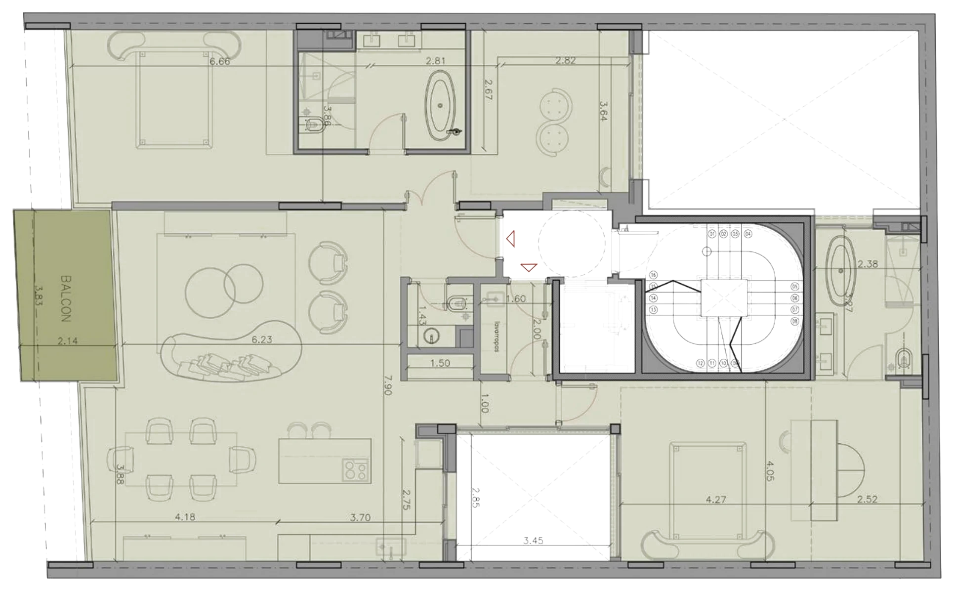 Plano de piso 10, nivel +31,25 m