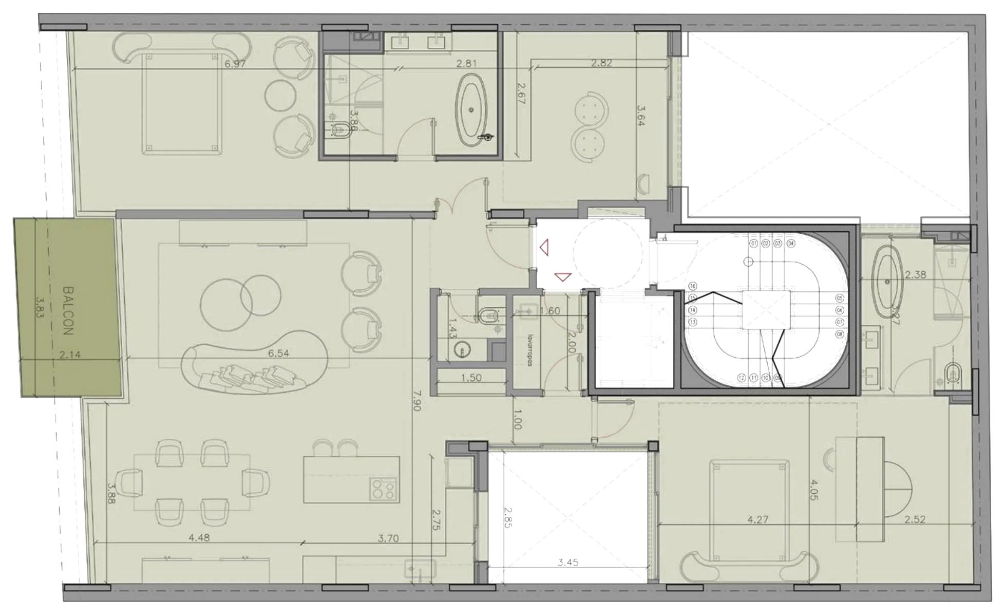 Plano de piso 11, nivel +34,30 m