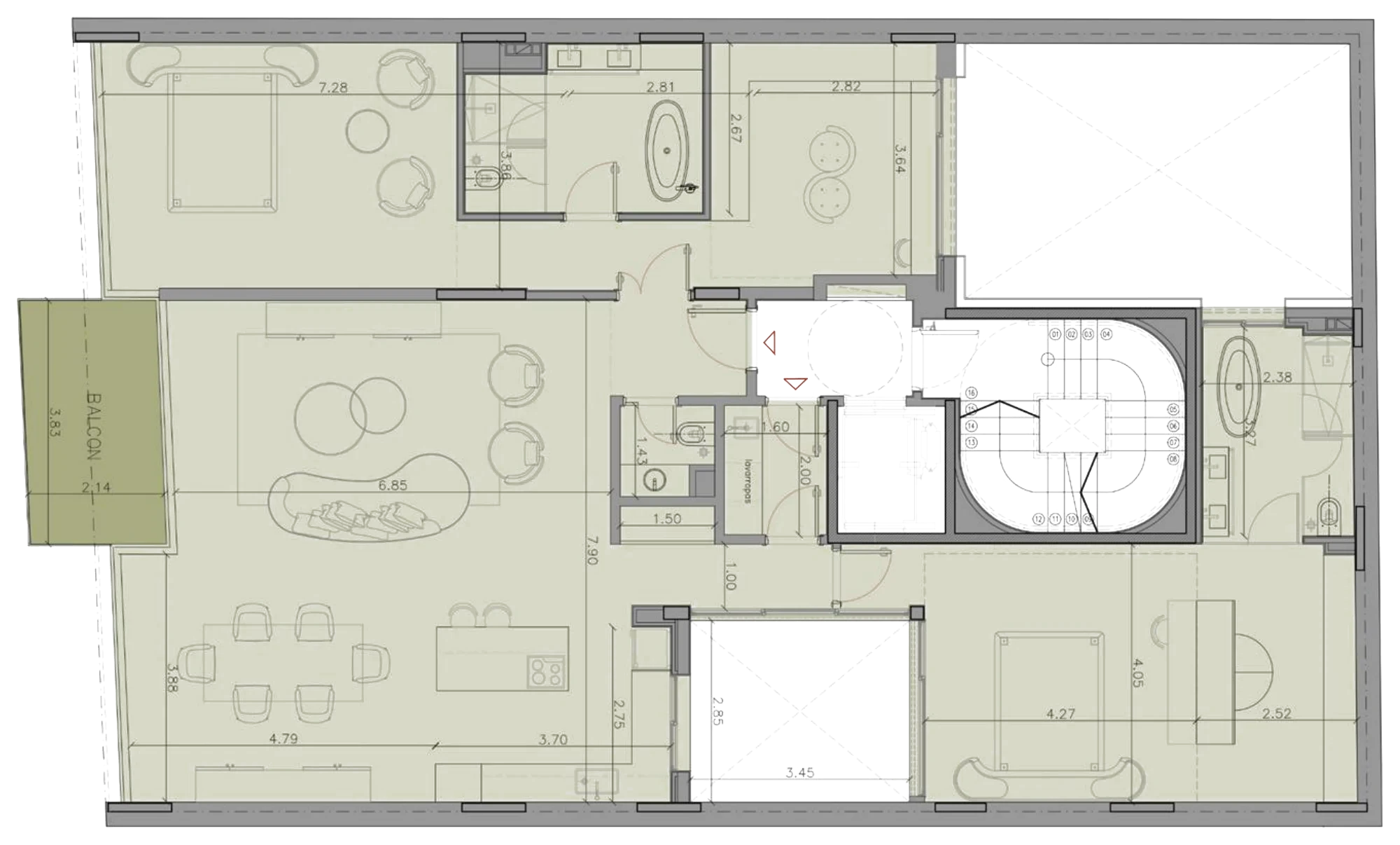 Plano de piso 12, nivel +37,35 m