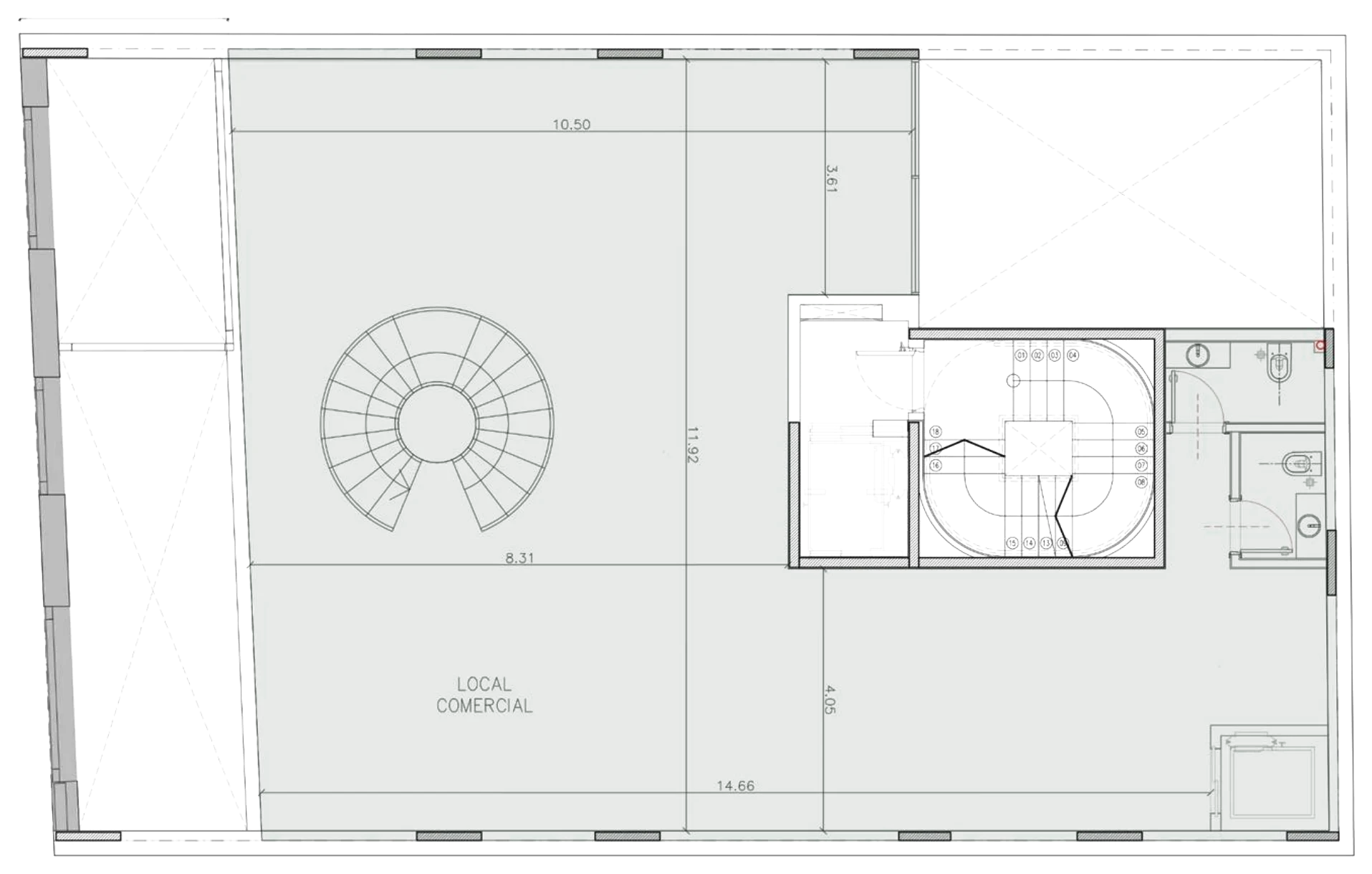 Plano de piso 3 del local comercial, nivel +9,90 m